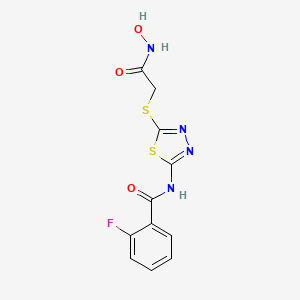 2-fluoro-N-[5-[2-(hydroxyamino)-2-oxoethyl]sulfanyl-1,3,4-thiadiazol-2-yl]benzamide