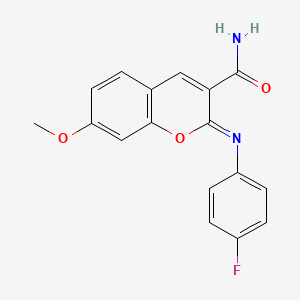 molecular formula C17H13FN2O3 B2712855 2-(4-Fluorophenyl)imino-7-methoxychromene-3-carboxamide CAS No. 325856-91-5