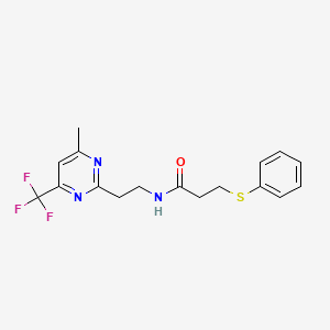 molecular formula C17H18F3N3OS B2712856 N-(2-(4-methyl-6-(trifluoromethyl)pyrimidin-2-yl)ethyl)-3-(phenylthio)propanamide CAS No. 1396635-58-7
