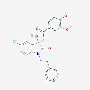 molecular formula C26H24ClNO5 B271286 5-chloro-3-[2-(3,4-dimethoxyphenyl)-2-oxoethyl]-3-hydroxy-1-(2-phenylethyl)-1,3-dihydro-2H-indol-2-one 