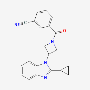 B2712866 3-[3-(2-Cyclopropylbenzimidazol-1-yl)azetidine-1-carbonyl]benzonitrile CAS No. 2379995-86-3