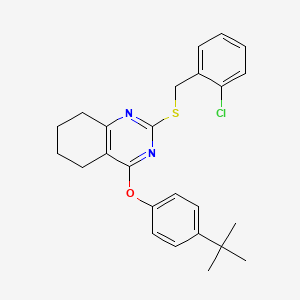 molecular formula C25H27ClN2OS B2712880 4-(叔丁基)苯基-2-[(2-氯苯甲基)硫代]-5,6,7,8-四氢-4-喹唑啉基醚 CAS No. 339019-37-3