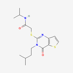 molecular formula C16H23N3O2S2 B2712906 2-{[3-(3-methylbutyl)-4-oxo-3,4-dihydrothieno[3,2-d]pyrimidin-2-yl]sulfanyl}-N-(propan-2-yl)acetamide CAS No. 1261020-47-6