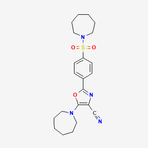 molecular formula C22H28N4O3S B2712913 5-(氮杂庚烷-1-基)-2-(4-(氮杂庚烷-1-基磺酰基)苯基)噁唑-4-碳腈 CAS No. 940999-80-4