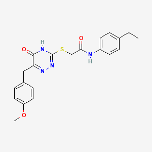 molecular formula C21H22N4O3S B2712929 N-(4-ethylphenyl)-2-{[5-hydroxy-6-(4-methoxybenzyl)-1,2,4-triazin-3-yl]sulfanyl}acetamide CAS No. 898618-82-1