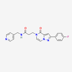 molecular formula C21H18FN5O2 B2712930 3-(2-(4-fluorophenyl)-4-oxopyrazolo[1,5-a]pyrazin-5(4H)-yl)-N-(pyridin-4-ylmethyl)propanamide CAS No. 1326877-13-7