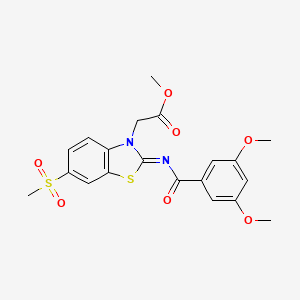 molecular formula C20H20N2O7S2 B2712932 (Z)-methyl 2-(2-((3,5-dimethoxybenzoyl)imino)-6-(methylsulfonyl)benzo[d]thiazol-3(2H)-yl)acetate CAS No. 865198-43-2