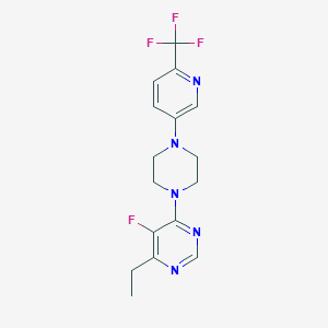 molecular formula C16H17F4N5 B2712936 4-Ethyl-5-fluoro-6-[4-[6-(trifluoromethyl)pyridin-3-yl]piperazin-1-yl]pyrimidine CAS No. 2415513-92-5