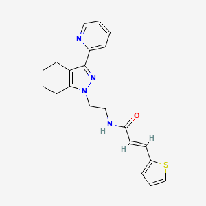 molecular formula C21H22N4OS B2712938 (E)-N-(2-(3-(pyridin-2-yl)-4,5,6,7-tetrahydro-1H-indazol-1-yl)ethyl)-3-(thiophen-2-yl)acrylamide CAS No. 1798421-83-6