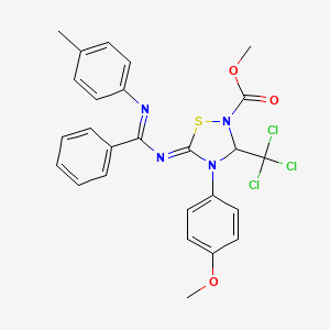 molecular formula C26H23Cl3N4O3S B2712965 甲基4-(4-甲氧基苯基)-5-[N-(4-甲基苯基)-C-苯基碳酰基]亚胺-3-(三氯甲基)-1,2,4-噻二唑啉-2-羧酸酯 CAS No. 372520-97-3
