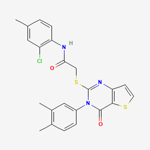 molecular formula C23H20ClN3O2S2 B2712974 N-(2-chloro-4-methylphenyl)-2-{[3-(3,4-dimethylphenyl)-4-oxo-3,4-dihydrothieno[3,2-d]pyrimidin-2-yl]sulfanyl}acetamide CAS No. 1252846-07-3