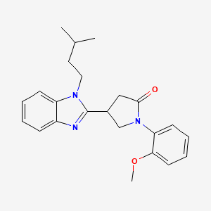 molecular formula C23H27N3O2 B2712975 1-(2-Methoxyphenyl)-4-[1-(3-methylbutyl)benzimidazol-2-yl]pyrrolidin-2-one CAS No. 844825-71-4