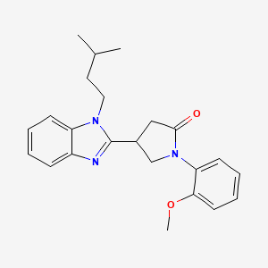 molecular formula C23H27N3O2 B2712975 1-(2-甲氧基苯基)-4-[1-(3-甲基丁基)苯并咪唑-2-基]吡咯烷-2-酮 CAS No. 844825-71-4