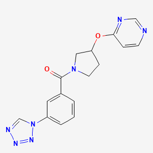 molecular formula C16H15N7O2 B2712978 (3-(1H-四唑-1-基)苯基)(3-(嘧啶-4-氧基)吡咯啉-1-基)甲酮 CAS No. 2034360-81-9