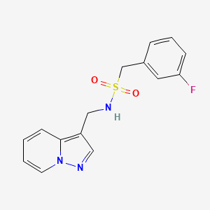 molecular formula C15H14FN3O2S B2712980 1-(3-fluorophenyl)-N-(pyrazolo[1,5-a]pyridin-3-ylmethyl)methanesulfonamide CAS No. 1396808-49-3