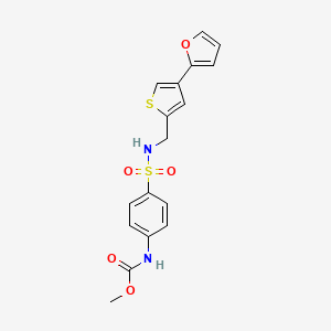 molecular formula C17H16N2O5S2 B2712982 Methyl N-[4-[[4-(furan-2-yl)thiophen-2-yl]methylsulfamoyl]phenyl]carbamate CAS No. 2379995-35-2