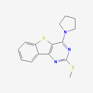 molecular formula C15H15N3S2 B2712983 2-(Methylsulfanyl)-4-(1-pyrrolidinyl)[1]benzothieno[3,2-d]pyrimidine CAS No. 439096-06-7