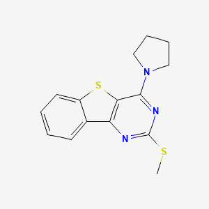 molecular formula C15H15N3S2 B2712983 2-(甲硫基)-4-(1-吡咯啉基)[1]苯并噻吩[3,2-d]嘧啶 CAS No. 439096-06-7