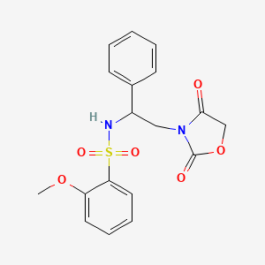 molecular formula C18H18N2O6S B2712984 N-(2-(2,4-dioxooxazolidin-3-yl)-1-phenylethyl)-2-methoxybenzenesulfonamide CAS No. 1903546-69-9