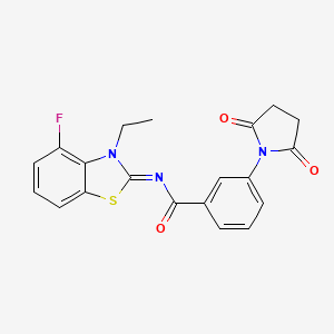 molecular formula C20H16FN3O3S B2712987 3-(2,5-dioxopyrrolidin-1-yl)-N-(3-ethyl-4-fluoro-1,3-benzothiazol-2-ylidene)benzamide CAS No. 868375-25-1