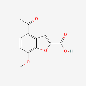 molecular formula C12H10O5 B2712988 4-Acetyl-7-methoxy-1-benzofuran-2-carboxylic acid CAS No. 91570-45-5