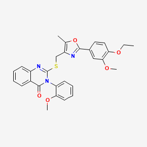 molecular formula C29H27N3O5S B2712989 2-(((2-(4-乙氧-3-甲氧基苯基)-5-甲氧基噁唑-4-基)甲基)硫)-3-(2-甲氧基苯基)喹唑啉-4(3H)-酮 CAS No. 1114878-39-5