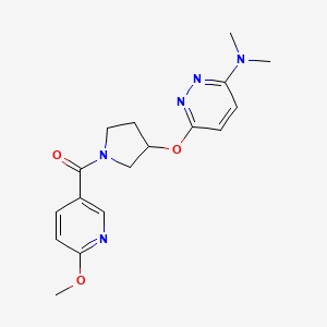 molecular formula C17H21N5O3 B2712991 (3-((6-(Dimethylamino)pyridazin-3-yl)oxy)pyrrolidin-1-yl)(6-methoxypyridin-3-yl)methanone CAS No. 2034483-45-7