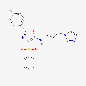 molecular formula C23H24N4O3S B2712992 N-(3-(1H-imidazol-1-yl)propyl)-2-(p-tolyl)-4-tosyloxazol-5-amine CAS No. 862761-67-9