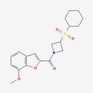 molecular formula C19H23NO5S B2712995 (3-(环己基磺酰)吖唑啉-1-基)(7-甲氧基苯并噻吩-2-基)甲酮 CAS No. 1797177-34-4