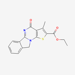molecular formula C17H14N2O3S B2713012 Ethyl 3-methyl-4-oxo-4,10-dihydrothieno[3',2':5,6]pyrimido[2,1-a]isoindole-2-carboxylate CAS No. 325733-81-1