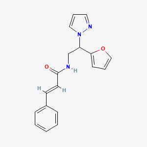 molecular formula C18H17N3O2 B2713013 N-(2-(furan-2-yl)-2-(1H-pyrazol-1-yl)ethyl)cinnamamide CAS No. 2035007-05-5