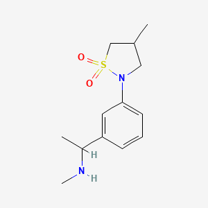 molecular formula C13H20N2O2S B2713014 4-Methyl-2-{3-[1-(methylamino)ethyl]phenyl}-1,2-thiazolidine-1,1-dione CAS No. 1512042-24-8