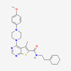 N-[2-(cyclohexen-1-yl)ethyl]-4-[4-(4-methoxyphenyl)piperazin-1-yl]-5-methylthieno[2,3-d]pyrimidine-6-carboxamide