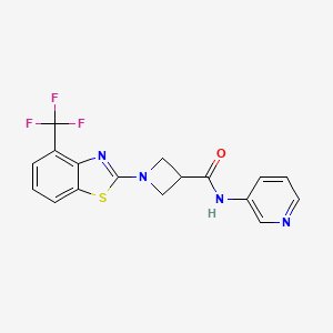 molecular formula C17H13F3N4OS B2713018 N-(pyridin-3-yl)-1-(4-(trifluoromethyl)benzo[d]thiazol-2-yl)azetidine-3-carboxamide CAS No. 1396757-20-2