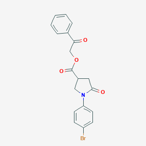 molecular formula C19H16BrNO4 B271303 2-Oxo-2-phenylethyl 1-(4-bromophenyl)-5-oxo-3-pyrrolidinecarboxylate 