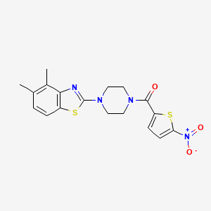 molecular formula C18H18N4O3S2 B2713032 (4-(4,5-Dimethylbenzo[d]thiazol-2-yl)piperazin-1-yl)(5-nitrothiophen-2-yl)methanone CAS No. 898351-29-6