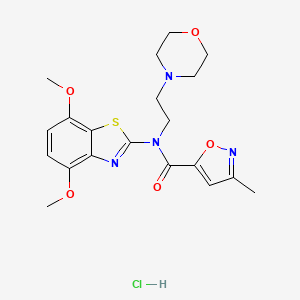 molecular formula C20H25ClN4O5S B2713049 N-(4,7-dimethoxybenzo[d]thiazol-2-yl)-3-methyl-N-(2-morpholinoethyl)isoxazole-5-carboxamide hydrochloride CAS No. 1323432-13-8