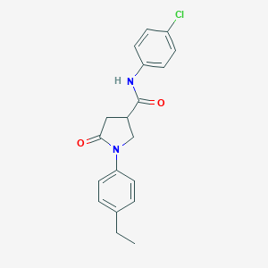 molecular formula C19H19ClN2O2 B271305 N-(4-chlorophenyl)-1-(4-ethylphenyl)-5-oxopyrrolidine-3-carboxamide 
