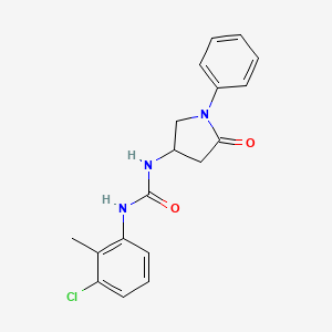 molecular formula C18H18ClN3O2 B2713051 1-(3-Chloro-2-methylphenyl)-3-(5-oxo-1-phenylpyrrolidin-3-yl)urea CAS No. 894008-82-3