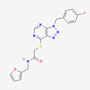 molecular formula C18H15FN6O2S B2713053 2-[3-[(4-fluorophenyl)methyl]triazolo[4,5-d]pyrimidin-7-yl]sulfanyl-N-(furan-2-ylmethyl)acetamide CAS No. 863458-03-1