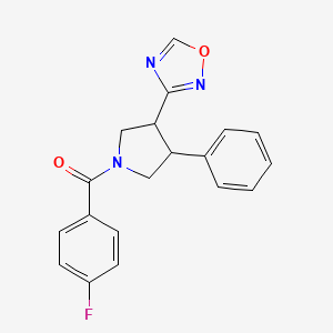 molecular formula C19H16FN3O2 B2713061 (3-(1,2,4-Oxadiazol-3-yl)-4-phenylpyrrolidin-1-yl)(4-fluorophenyl)methanone CAS No. 2034323-90-3