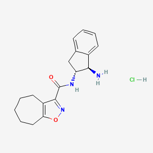 molecular formula C18H22ClN3O2 B2713065 N-[(1R,2R)-1-氨基-2,3-二氢-1H-茚-2-基]-5,6,7,8-四氢-4H-环庚[d][1,2]噁唑-3-甲酰胺;盐酸盐 CAS No. 2418596-30-0