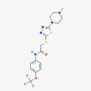 molecular formula C16H18F3N5O2S2 B2713069 2-((5-(4-methylpiperazin-1-yl)-1,3,4-thiadiazol-2-yl)thio)-N-(4-(trifluoromethoxy)phenyl)acetamide CAS No. 1105220-55-0