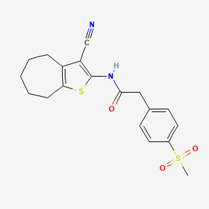 N-(3-cyano-5,6,7,8-tetrahydro-4H-cyclohepta[b]thiophen-2-yl)-2-(4-(methylsulfonyl)phenyl)acetamide