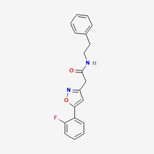 molecular formula C19H17FN2O2 B2713078 2-(5-(2-fluorophenyl)isoxazol-3-yl)-N-phenethylacetamide CAS No. 1105242-97-4