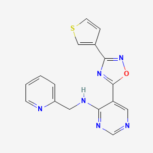 N-(pyridin-2-ylmethyl)-5-(3-(thiophen-3-yl)-1,2,4-oxadiazol-5-yl)pyrimidin-4-amine