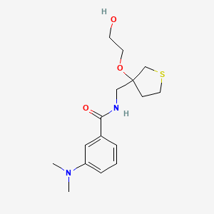 molecular formula C16H24N2O3S B2713093 3-(dimethylamino)-N-((3-(2-hydroxyethoxy)tetrahydrothiophen-3-yl)methyl)benzamide CAS No. 2320178-91-2