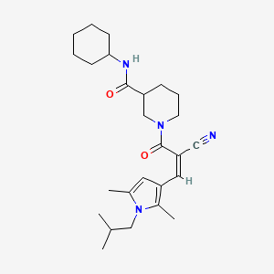 1-[(Z)-2-cyano-3-[2,5-dimethyl-1-(2-methylpropyl)pyrrol-3-yl]prop-2-enoyl]-N-cyclohexylpiperidine-3-carboxamide