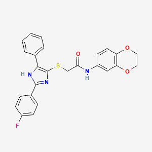 molecular formula C25H20FN3O3S B2713100 N-(2,3-dihydro-1,4-benzodioxin-6-yl)-2-{[2-(4-fluorophenyl)-5-phenyl-1H-imidazol-4-yl]sulfanyl}acetamide CAS No. 901265-35-8