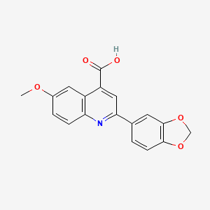 molecular formula C18H13NO5 B2713112 2-(1,3-Benzodioxol-5-yl)-6-methoxyquinoline-4-carboxylic acid CAS No. 588680-04-0